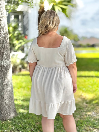 Radiantly Ribbed Babydoll Dress By Simply Southern - Ivory