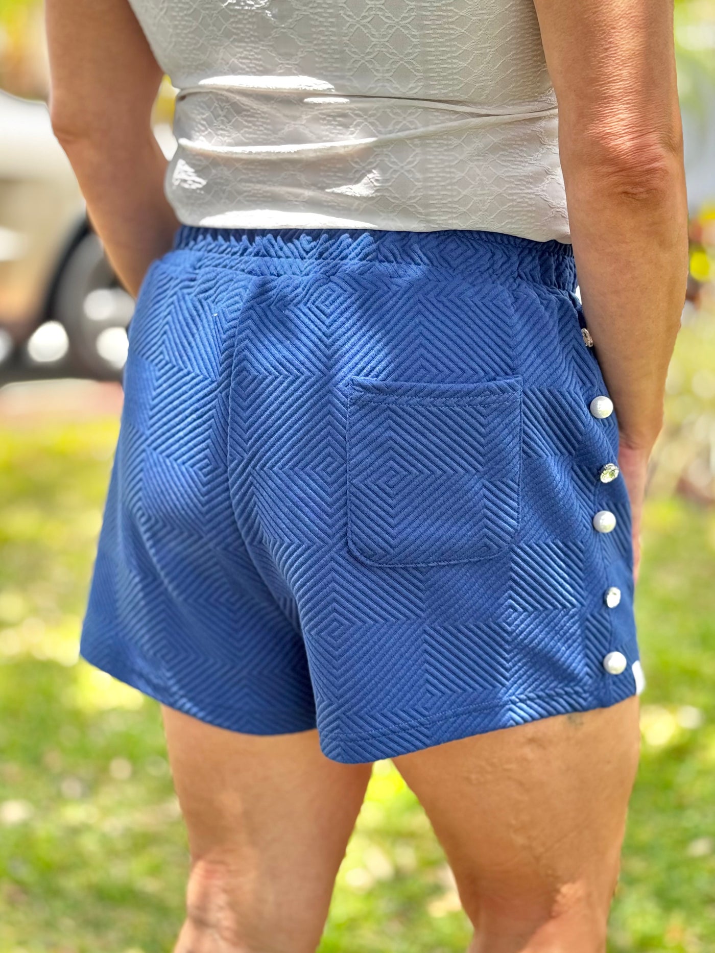 Queen Of The Country Club Shorts By Simply Southern - Deep Sea