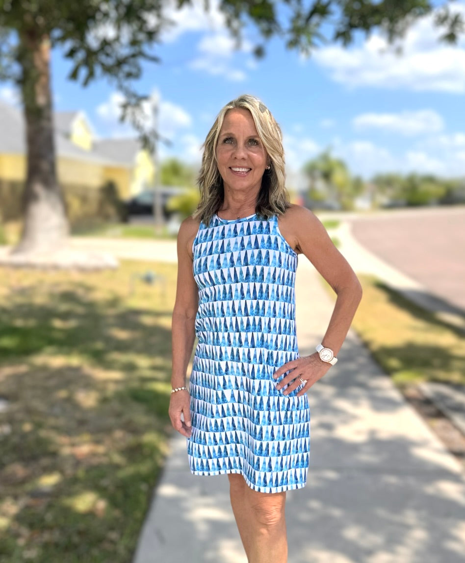 Tank Dress In Painted Triangles By Capelton Road