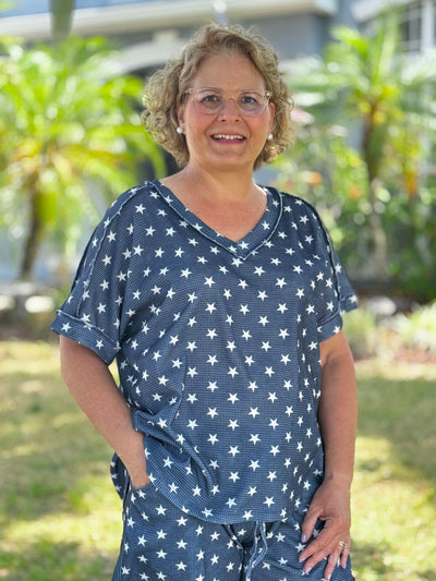 The Grace Top - Navy Stars