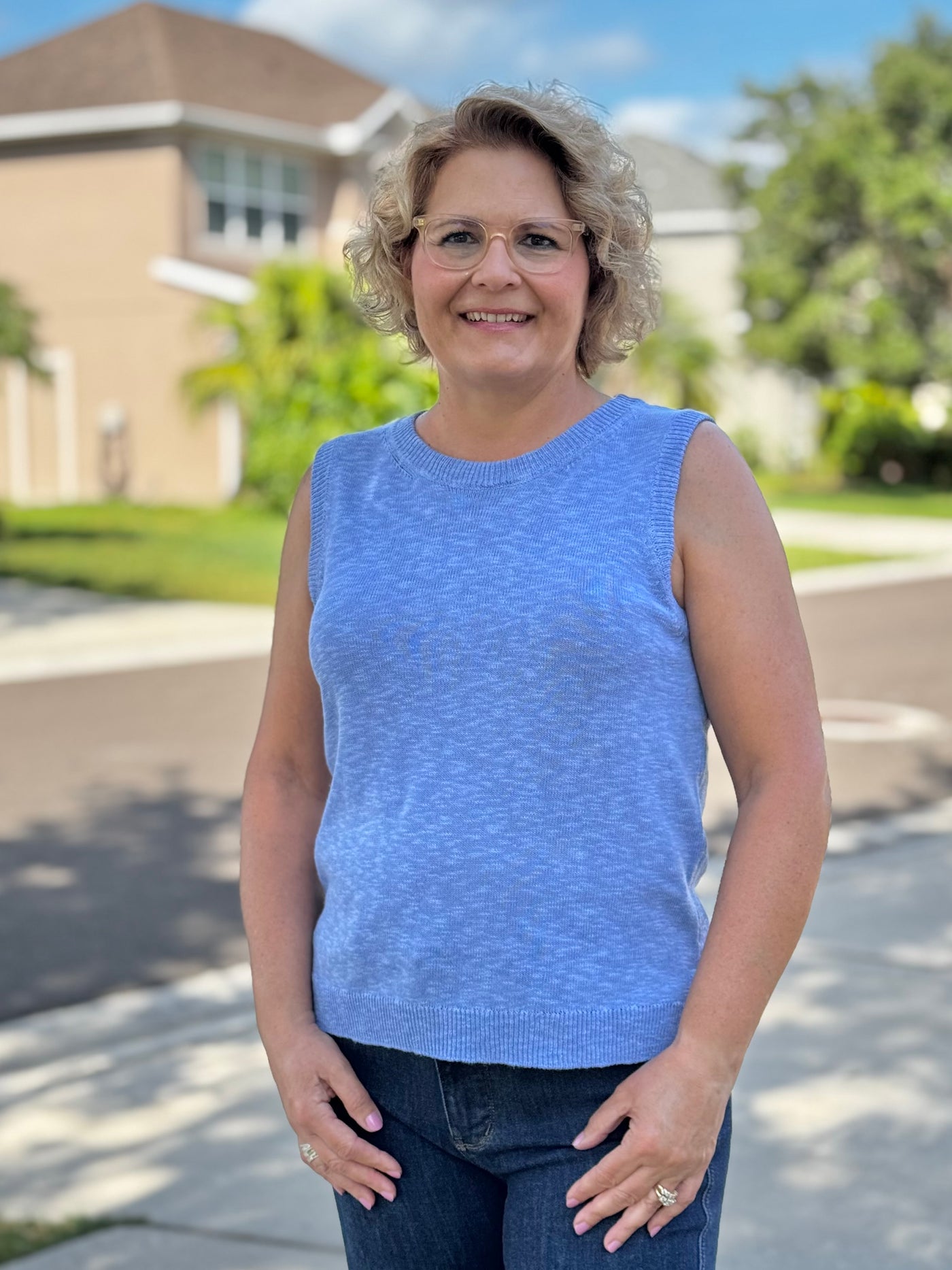 The Ava Sweater Tank - Periwinkle