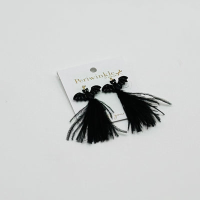 Spooktacular Jewelry Collection - Black Bat + Black Feathers