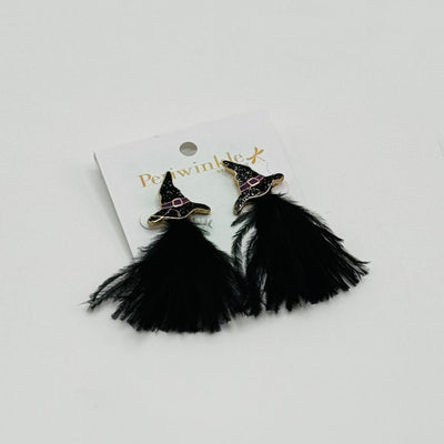 Spooktacular Jewelry Collection - Witch Hat + Black Feathers