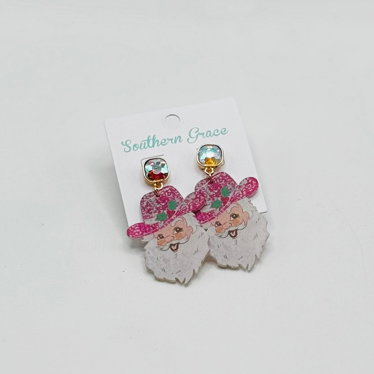 Holiday Jewelry By Southern Grace - Pink Santa Earrings