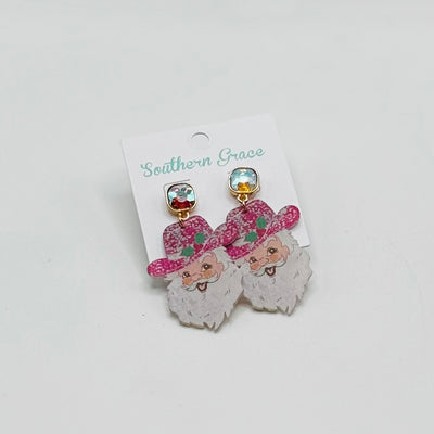 Holiday Jewelry By Southern Grace - Pink Santa Earrings