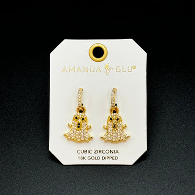 Spooktacular Earrings - Gold Ghost Drop