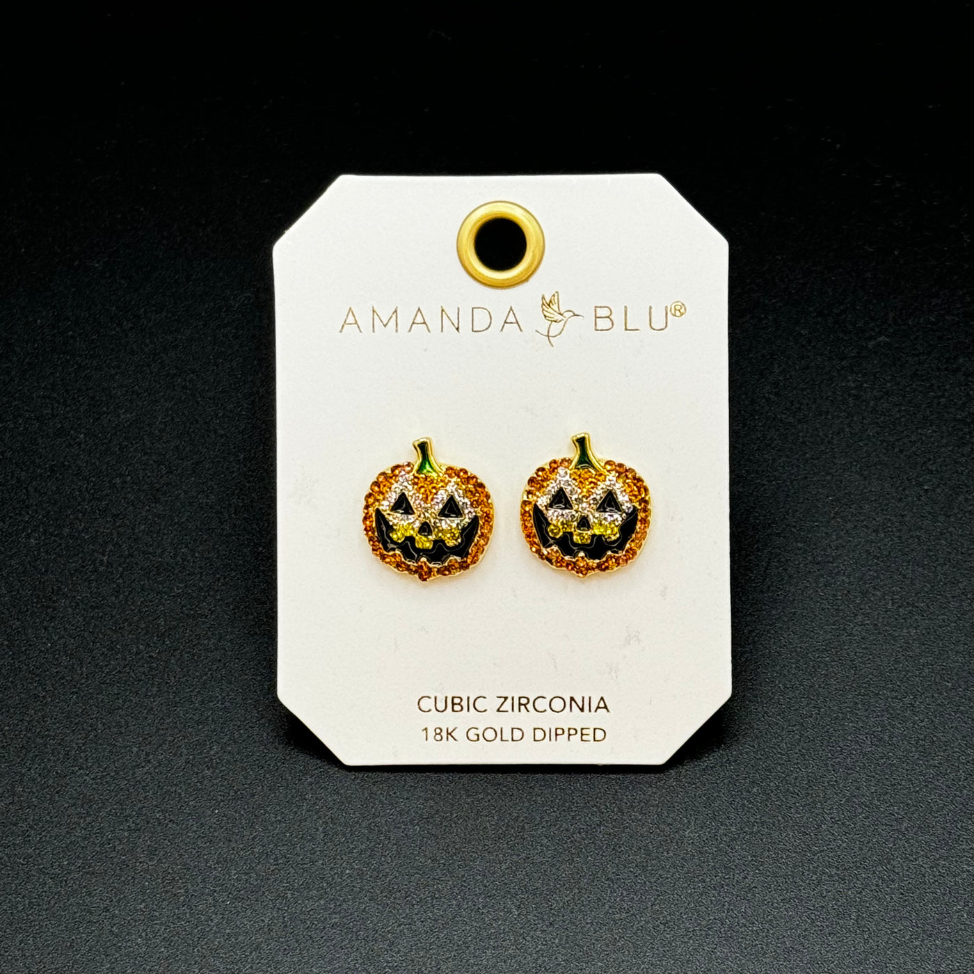 Spooktacular Earrings - Jack 0 Lantern CZ Studs