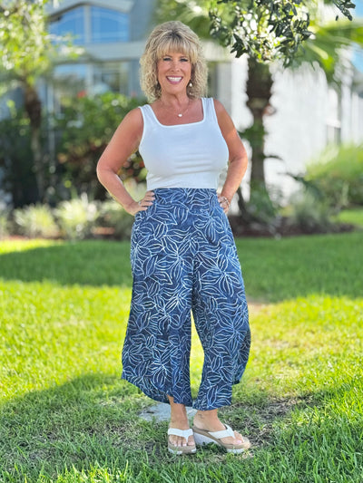 The Keegan Pant - Navy Leaf