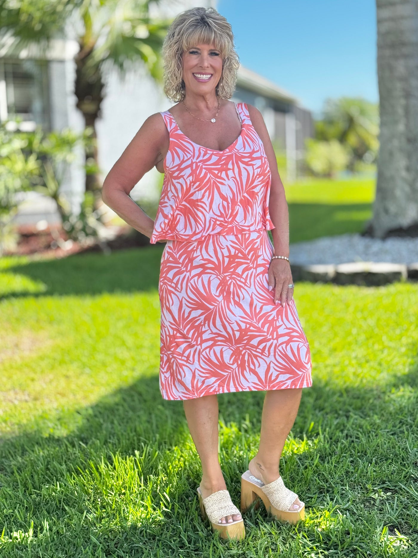 The Maddy Dress - Orange Fern
