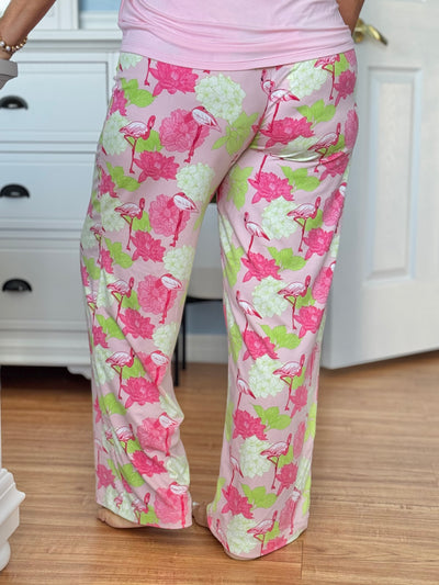 Sleep Pants By Amanda Blu - Hydrangea Flamingo
