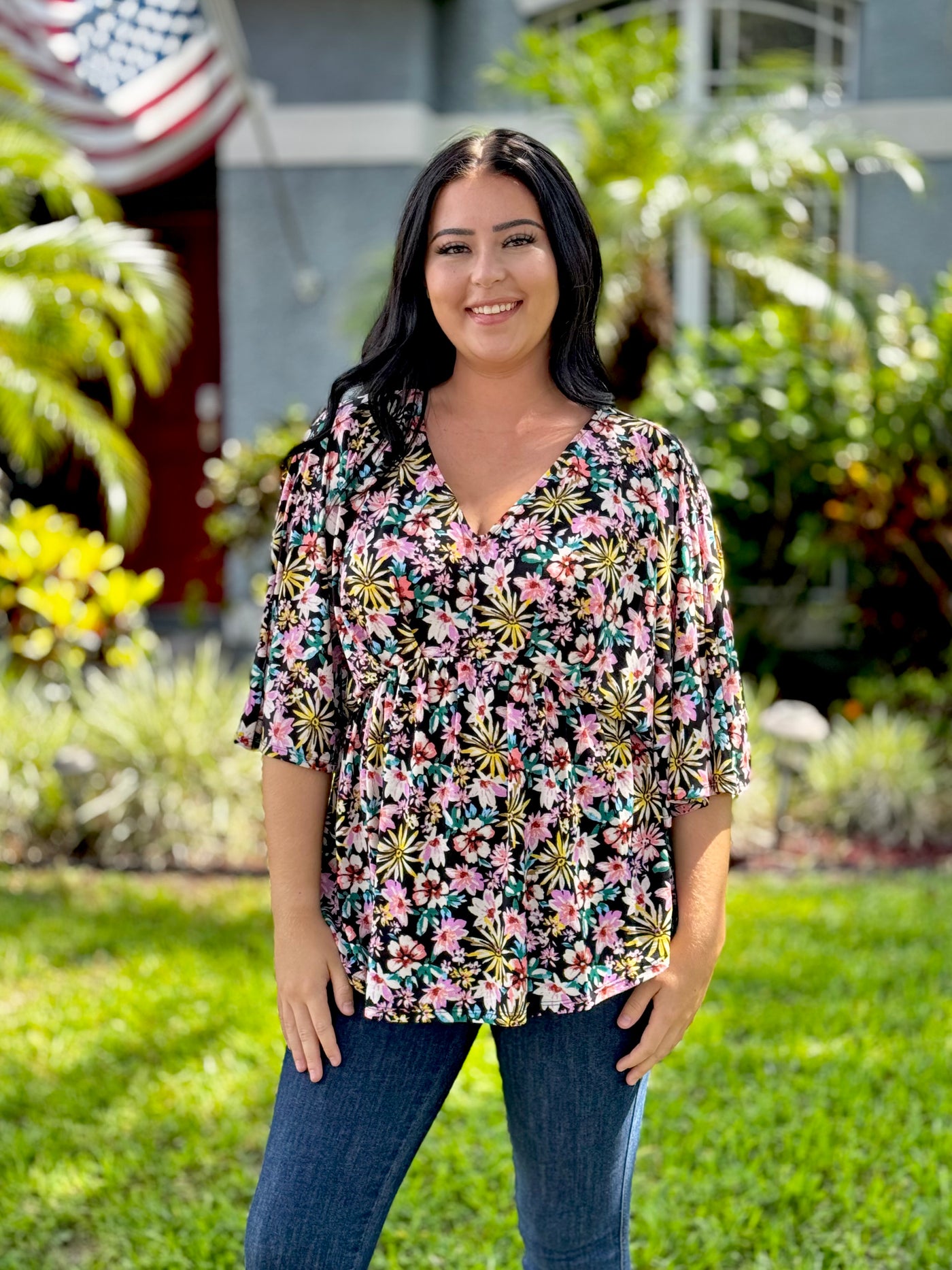 The Lizzy Dreamer Top In Black Multi By Dear Scarlett