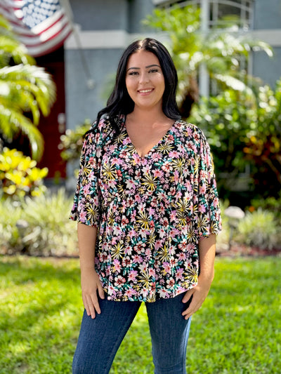 The Lizzy Dreamer Top In Black Multi By Dear Scarlett