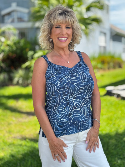 The Lyla Top - Navy Leaf