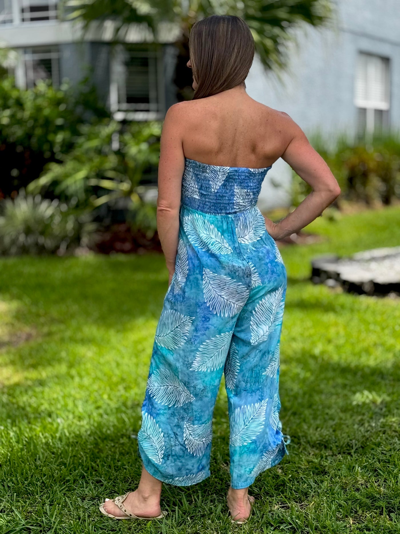 The Cambria Jumpsuit - Turq Leaf