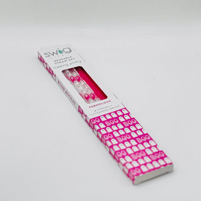 Faboolous + Pink Reusable Straw Set