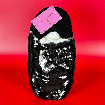 So Soft Sherpa Slippers By Simply Southern - Sequin Black