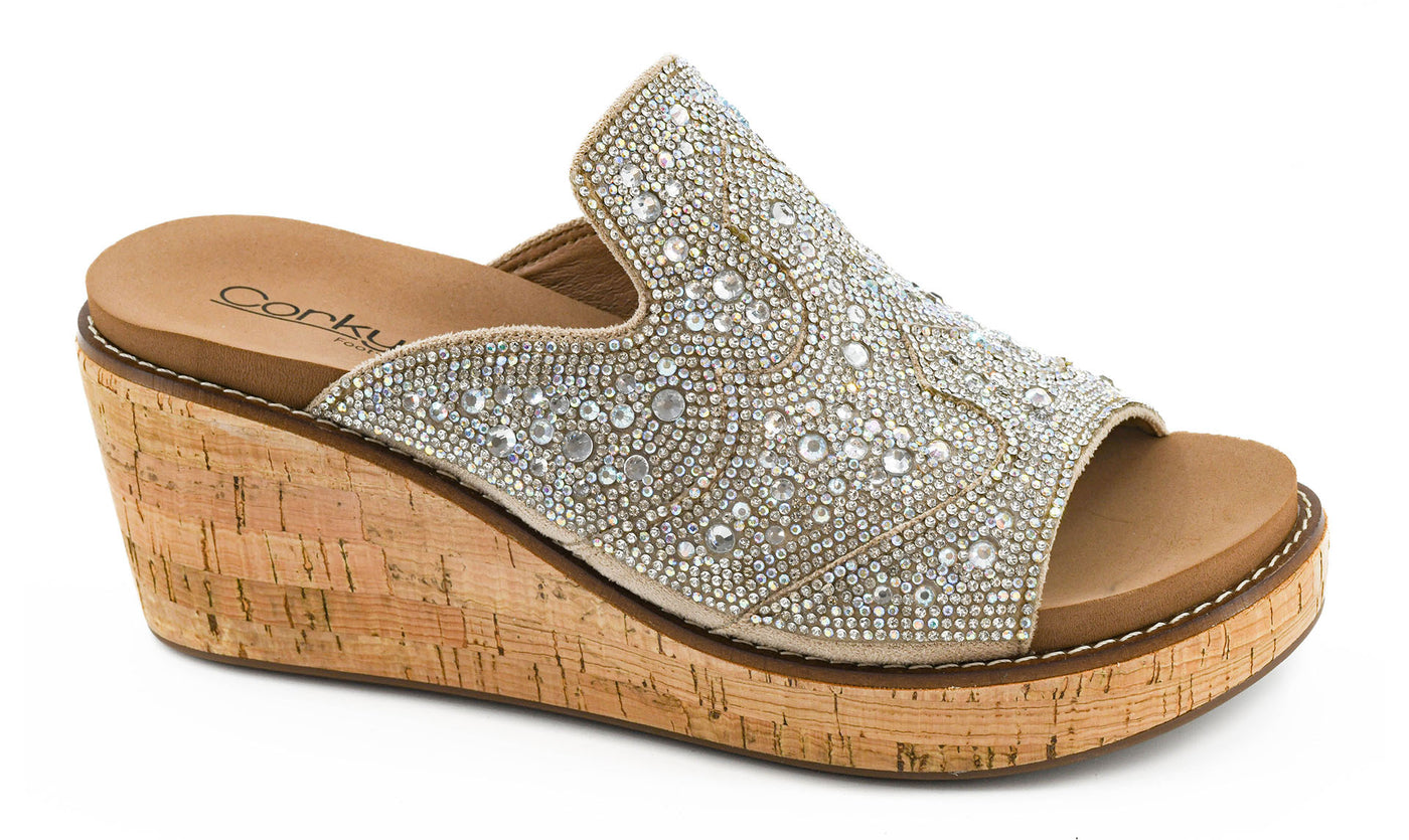 Neon Moon Wedge By Corkys In Clear Rhinestone