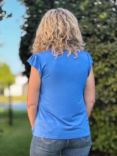 The Nicole V-Neck Top - Blue