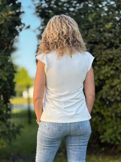 The Nicole V-Neck Top - White 