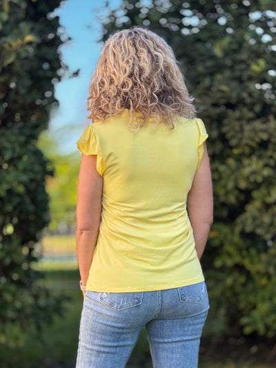 The Nicole V-Neck Top - Yellow