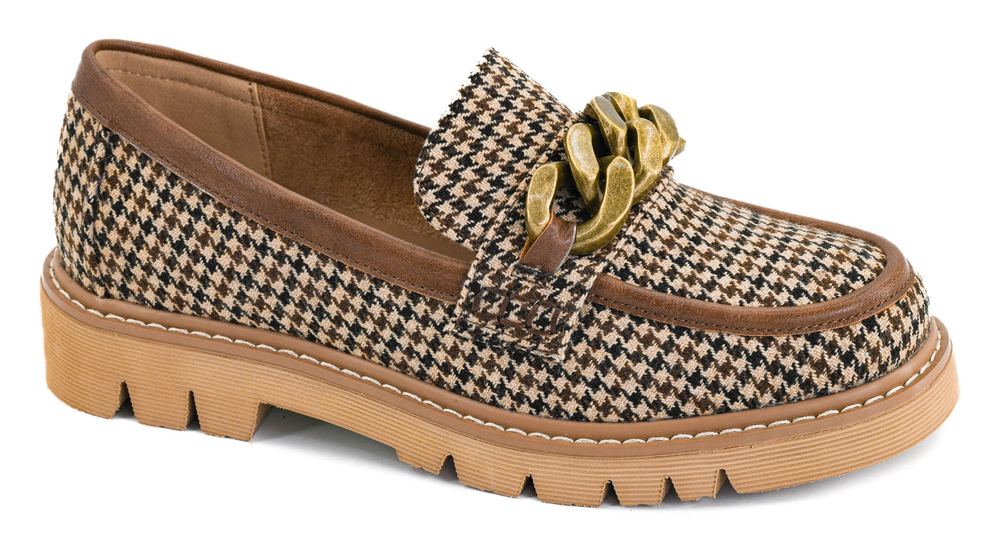 Not Literally Loafer By Corkys In Black Tan Houndstooth