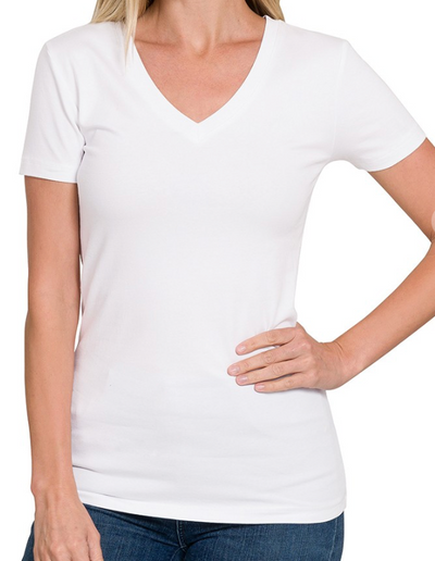 Just The Basics Fitted V-Neck Tee