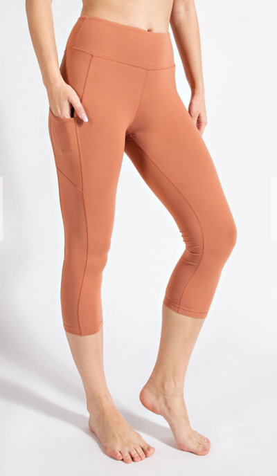 Soft As Butter Pocket Capri Leggings In Desert Sun