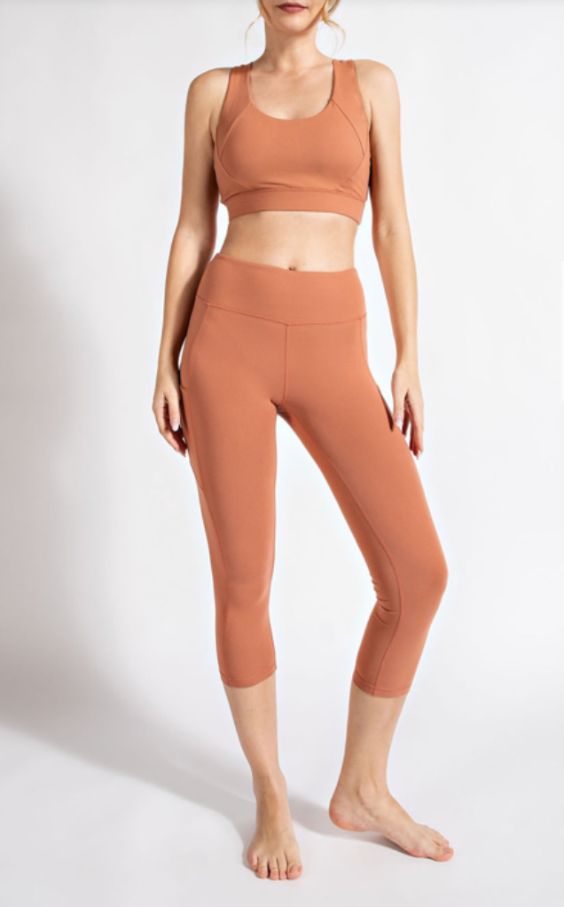 Soft As Butter Pocket Capri Leggings In Desert Sun