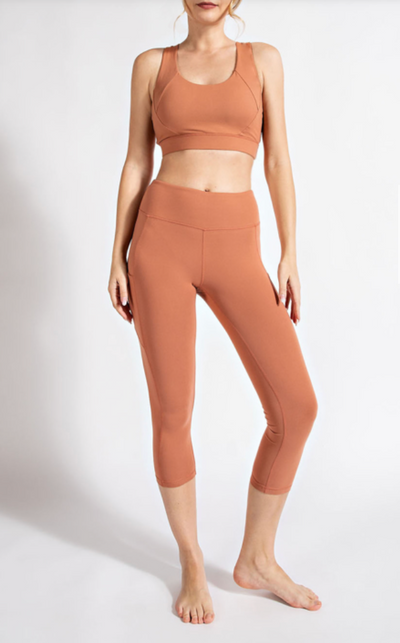 Soft As Butter Pocket Capri Leggings In Desert Sun