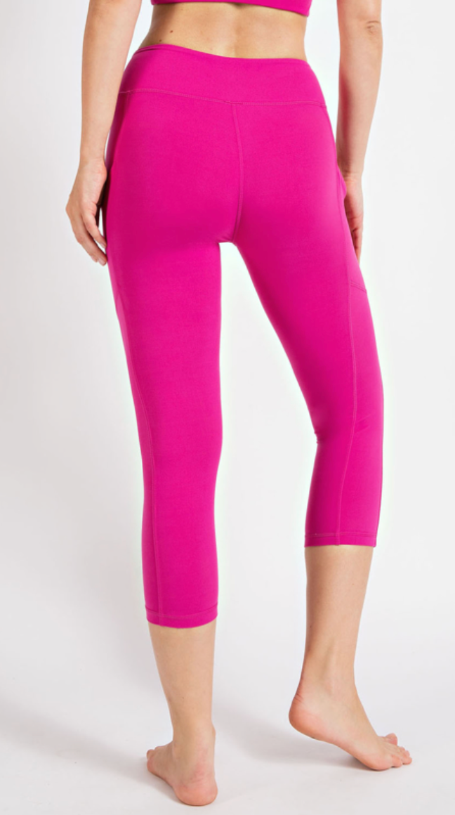 Soft As Butter Pocket Capri Leggings In Raspberry