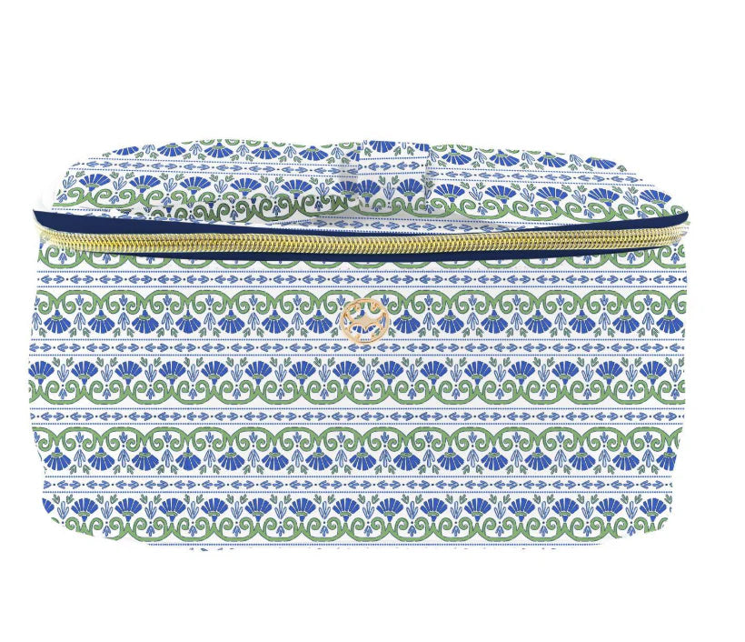 Accessories By Mary Square - Kiss And Make Up Bag - Navy Floral Foulard