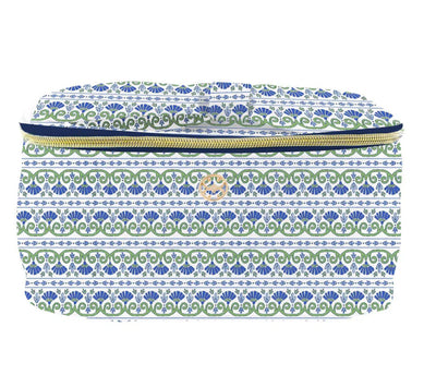 Accessories By Mary Square - Kiss And Make Up Bag - Navy Floral Foulard