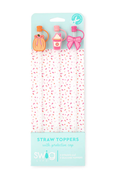 Swig Life Fall and Halloween Collection - Pumpkins And Bows Straw Topper Set
