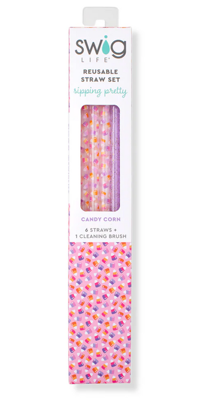 Swig Life Fall and Halloween Collection - Candy Corn Reusable Straw Set