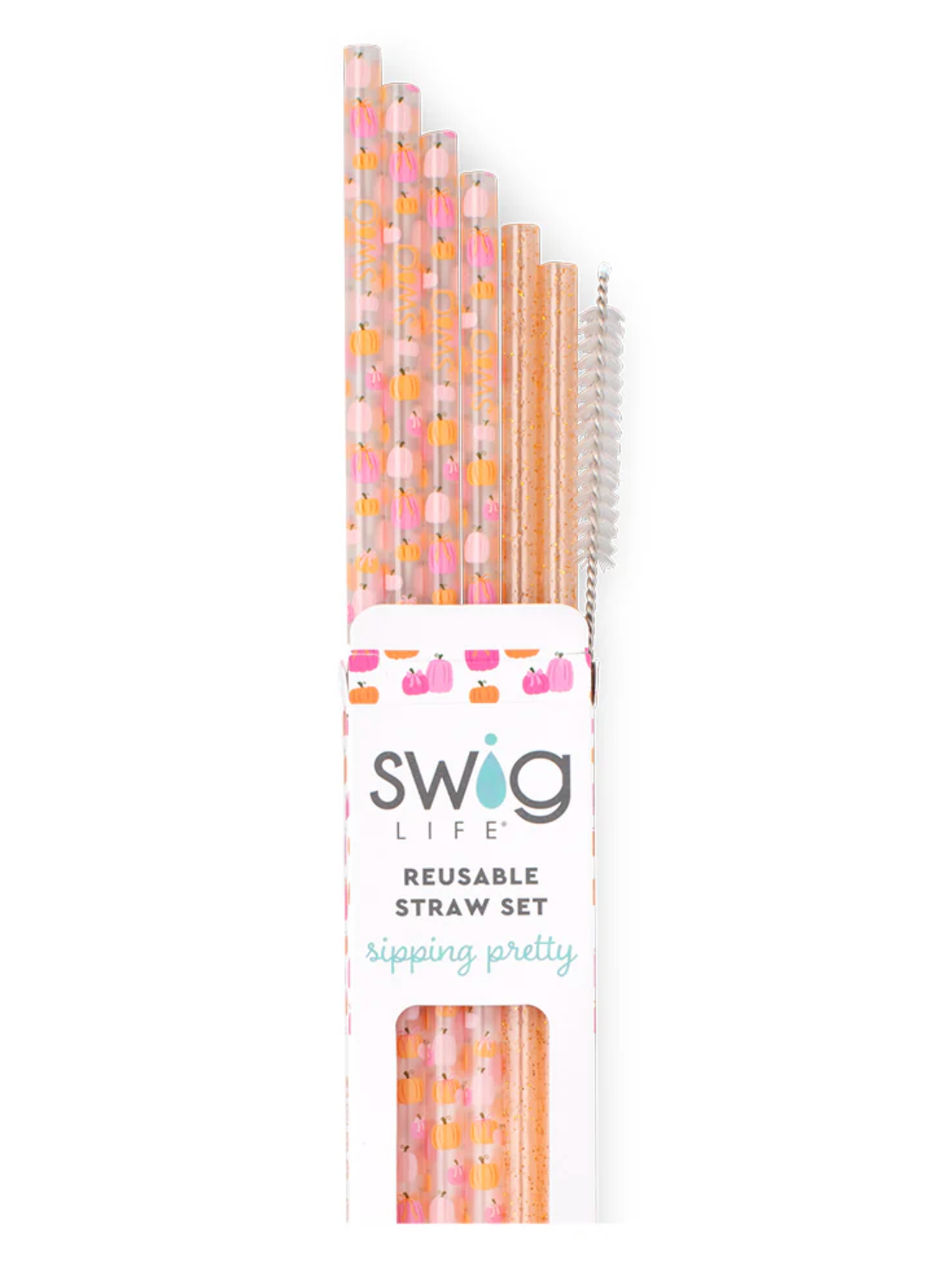 Swig Life Fall and Halloween Collection - Pumpkins And Bows Reusable Straw Set