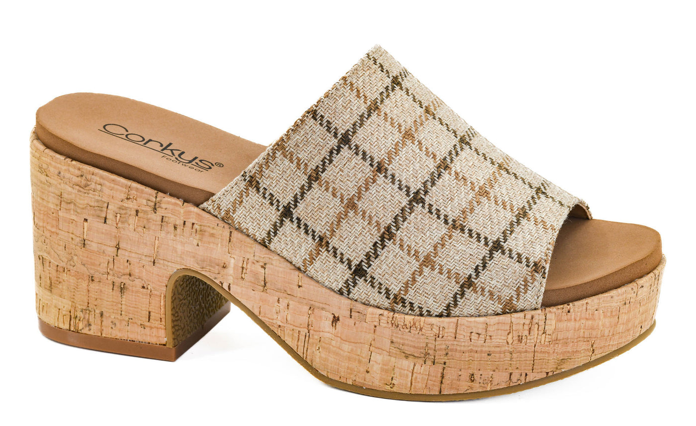 Totally Buggin Wedge In Camel Plaid By Corkys