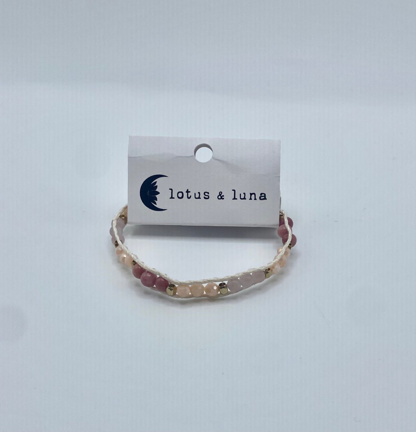 Lotus & Luna -  Island Single Bracelet - Cream Thread & Lilac Beads