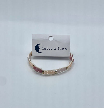 Lotus & Luna -  Island Single Bracelet - Cream Thread & Lilac Beads