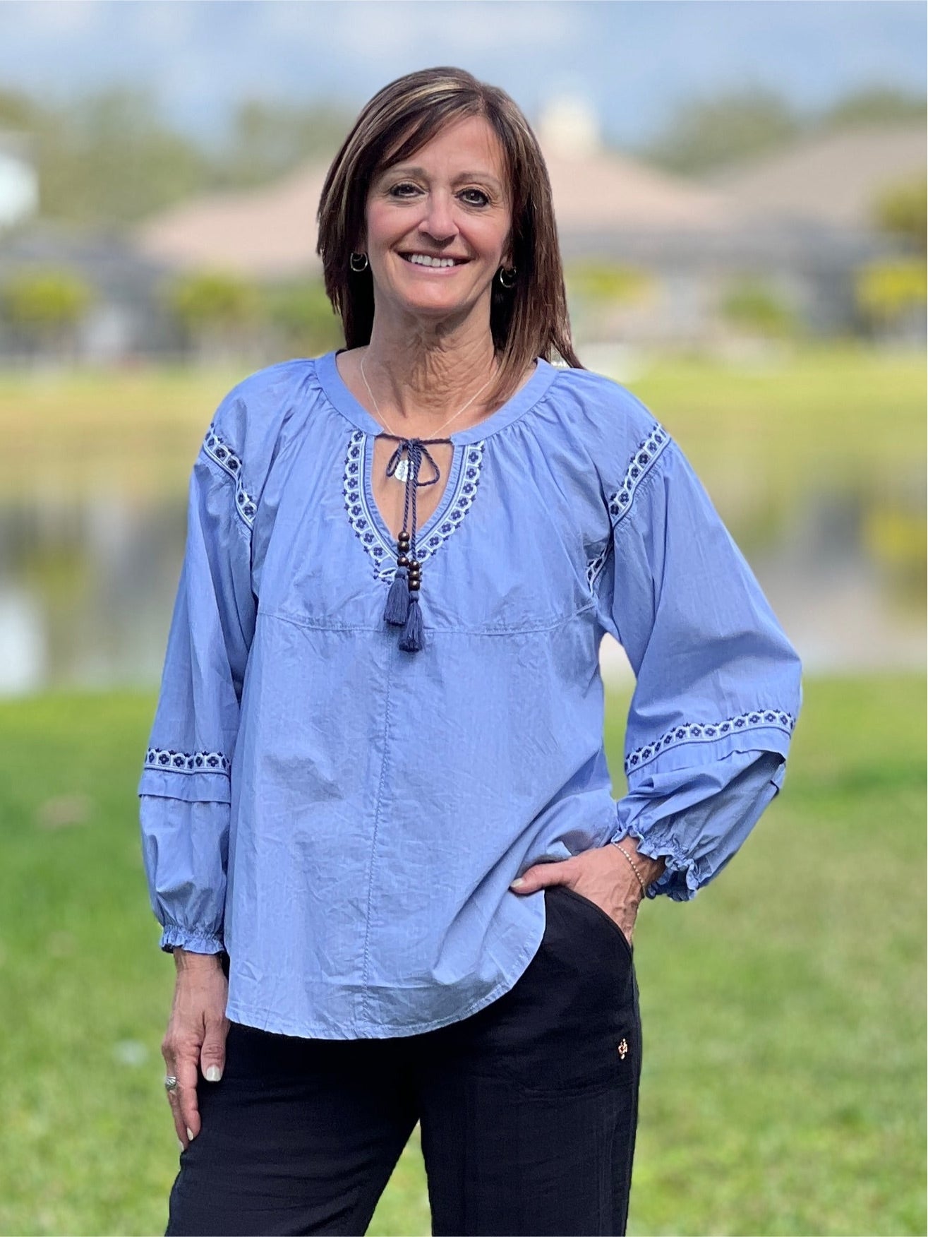 The Naomi Blouse in Vista Blue by Hatley