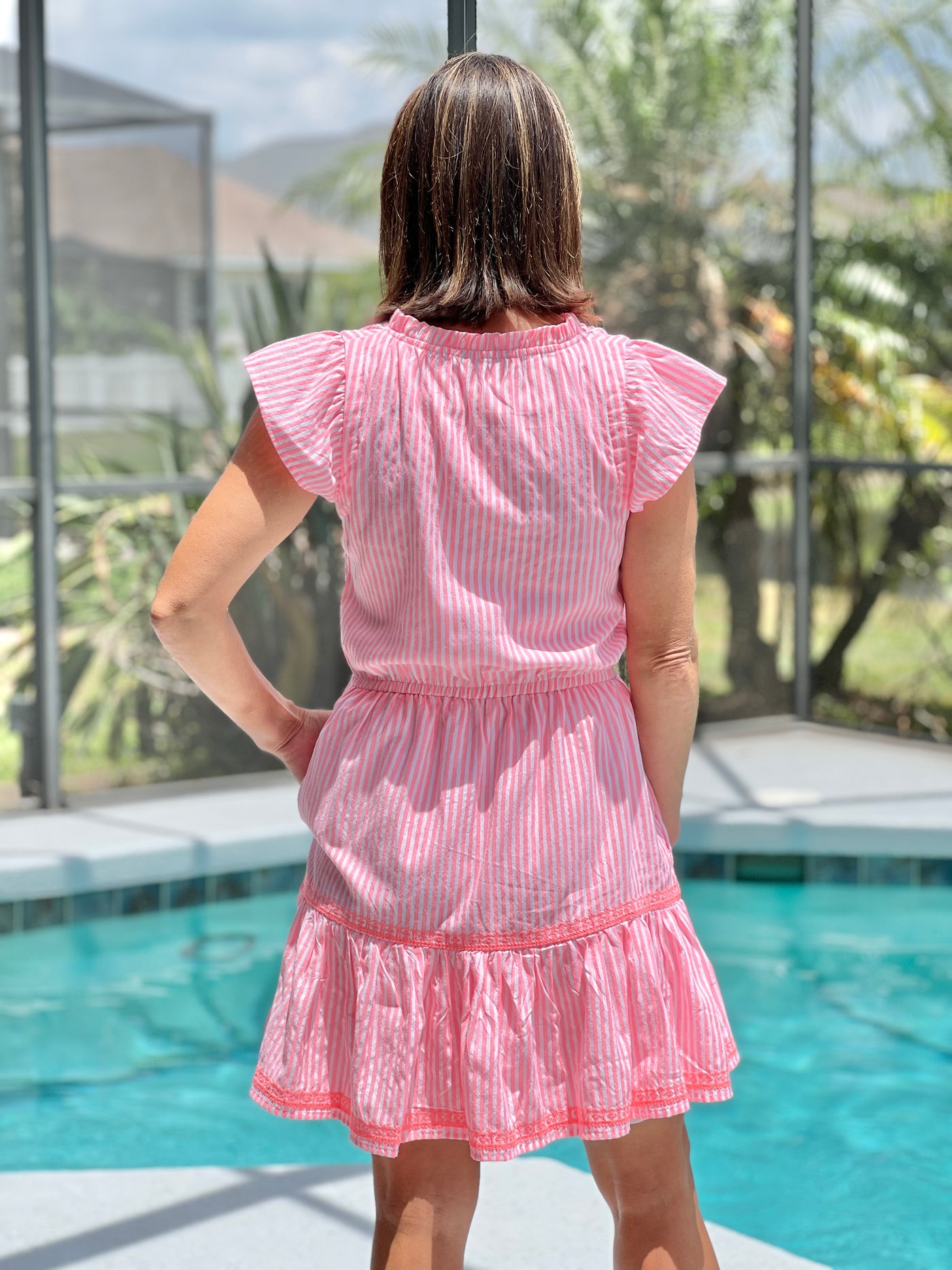 The Layla Dress In Neon Pink Stripes By Hatley
