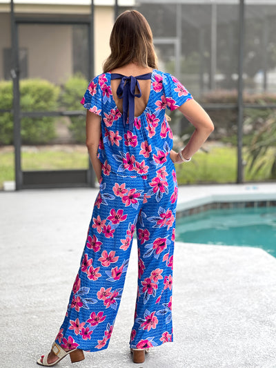 Bow Back Jumpsuit In Bold Blossoms By Hatley