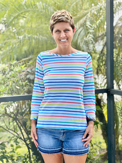 Breton Top in Rainbow Stripes By Hatley