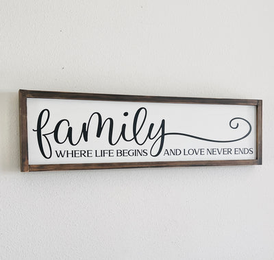 The Painted Knot Family Where Love Begins Sign