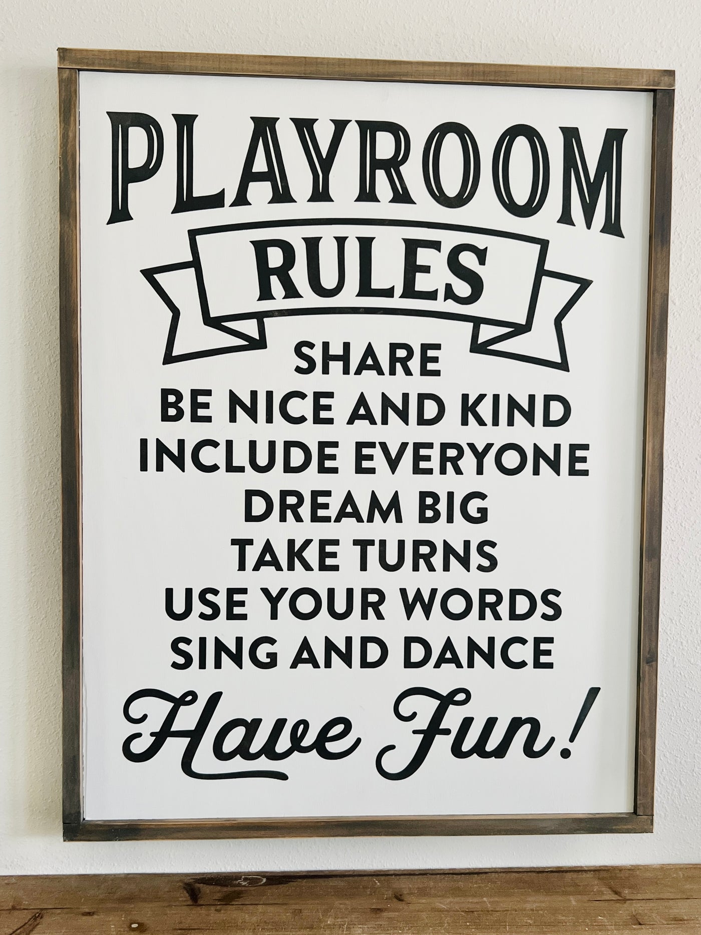 The Painted Knot Playroom Rules Sign