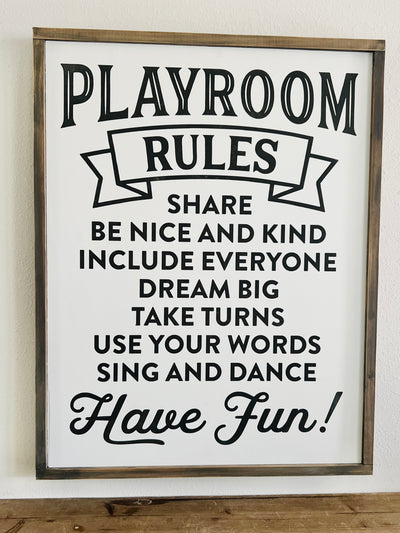 The Painted Knot Playroom Rules Sign
