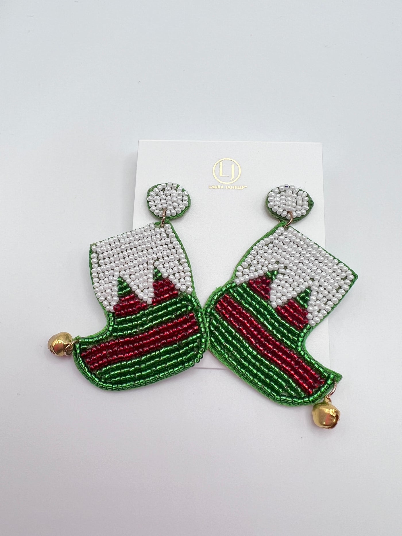 Holiday Jewelry Collection - Earrings / Green & Red Elf Shoe