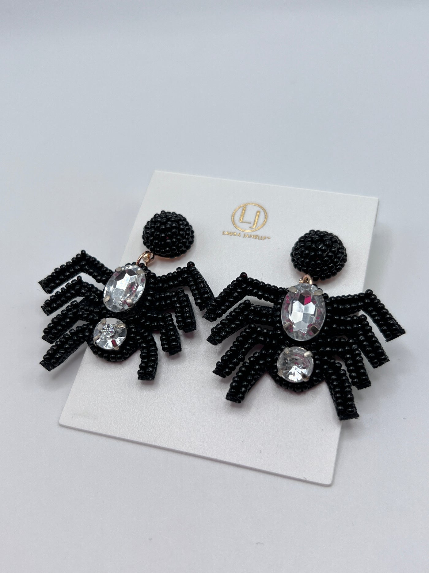 Spooktacular Earrings - Black Rhinestone Spider