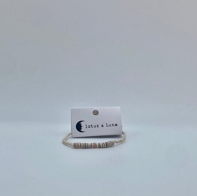 Lotus & Luna - Braided Puka Bracelet - Cream & Gray