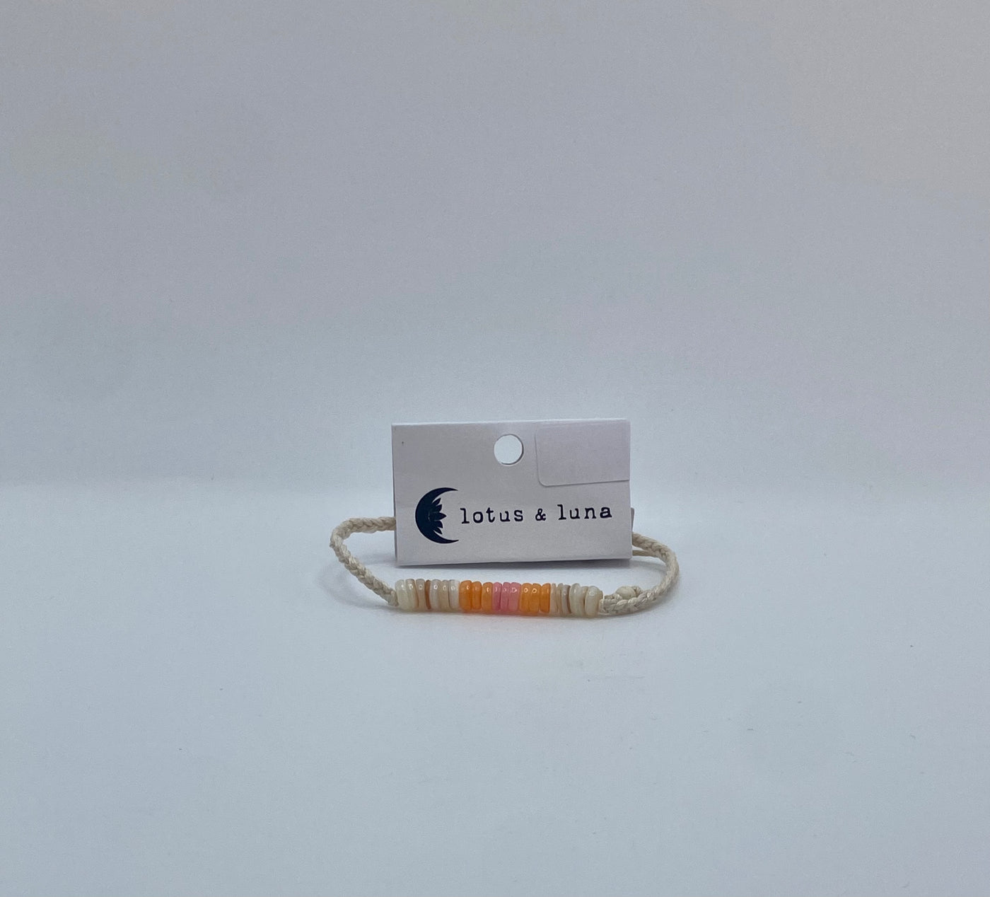 Lotus & Luna - Braided Puka Bracelet - Orange & Pink
