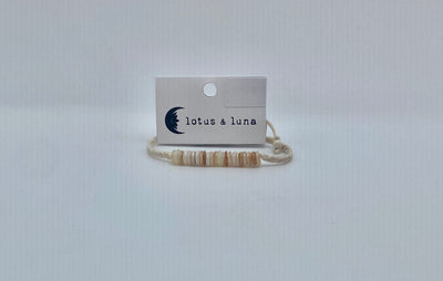Lotus & Luna - Braided Puka Bracelet - Cream & Brown